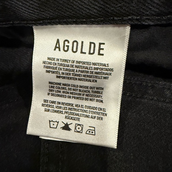 AGOLDE 90’s Short Black High Rise Button Fly Cut Off Denim Shorts Size 26 - Picture 4 of 6